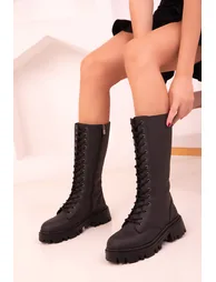 Black Matte Women's Boots - 1