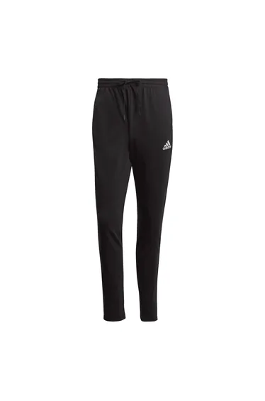 Men's adidas Essentials Single Jersey Tapered 3 Stripes Joggers in Black