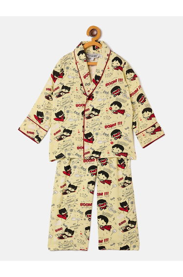 Boys Superhero Printed Rayon Shirt and Pyjama Set
