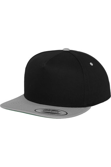 Flexfit by Yupoong Unisex Classic 5 Panel Two Tone Snapback Cap - Black/Silver