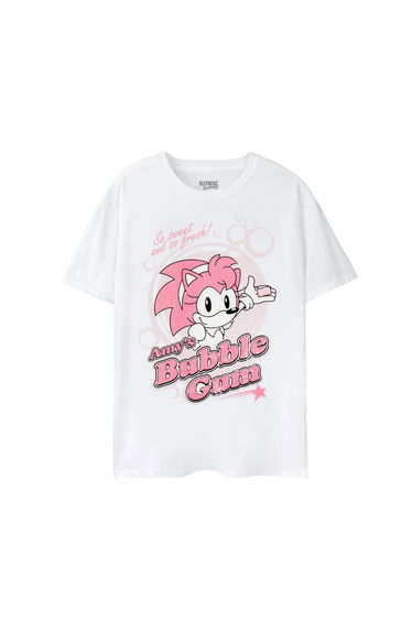 Sonic The Hedgehog Womens/Ladies Amy´s Bubblegum Short-Sleeved T-Shirt - White