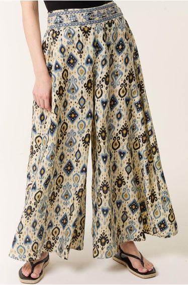 Shirred Wide Leg Trousers