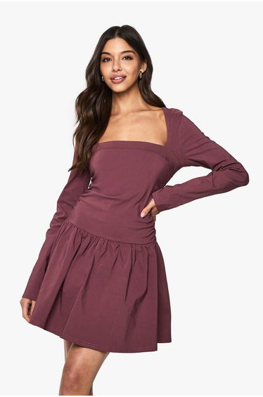 Long Sleeve Skater Mini Dress