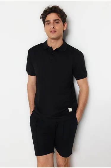 Polo T-shirt - Black - Fitted