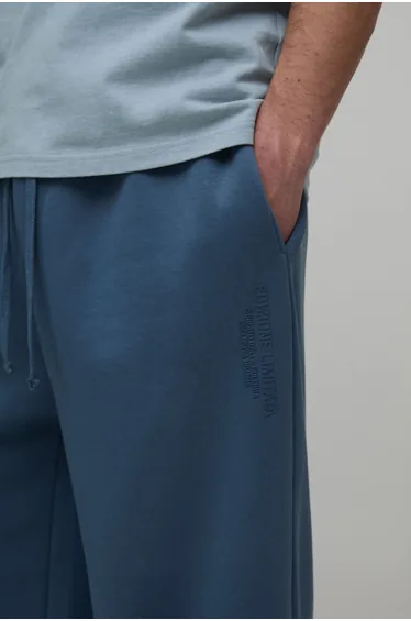 بنطلون رياضي بأرجل عريضة بطبعة - رمادي