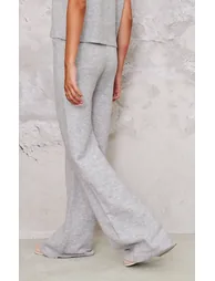 Ash Grey Marl Soft Knit Wide Leg Trousers - 2