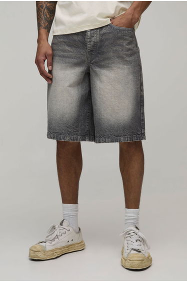 Regular Rigid Denim Jorts - mid grey