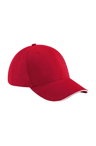 Beechfield Athleisure 6 Panel Baseball Cap - Classic Red/White