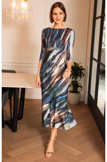 Maxine Asymmetric Dress (Ocean Blue)