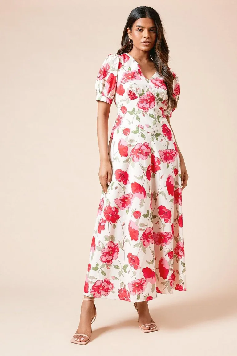 Petite Dropped Waist Poplin Short Sleeve Midi Dress Dorothy Perkins :  Dresses : VogaCloset Oman
