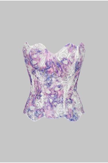 Floral Print Jacquard Patchwork Textured Tie Back Tube Top