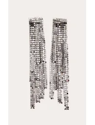 Silver Chainmail Drape Statement Earrings - 1