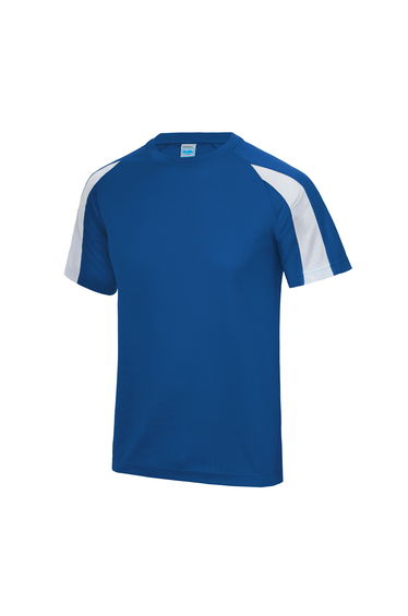 Just Cool Mens Contrast Cool Sports Plain T-Shirt - Royal Blue/Arctic White