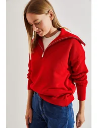 LUCCI Zipper Collar Knit Sweater - 2