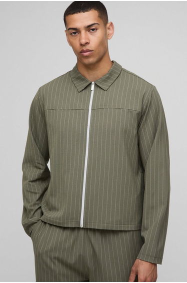Regular Fit Stripe Harrington Jacket