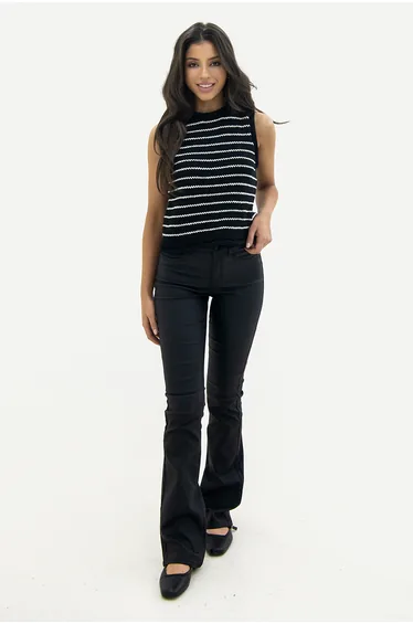 سويتر محبوك مخطط لون أسود