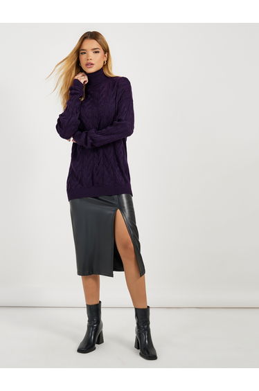 Regular Fit Regular Length Cable Knit Sweater
