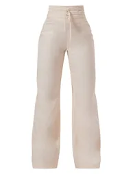 Stone Linen Feel Tie Front Straight Leg Trousers - 4