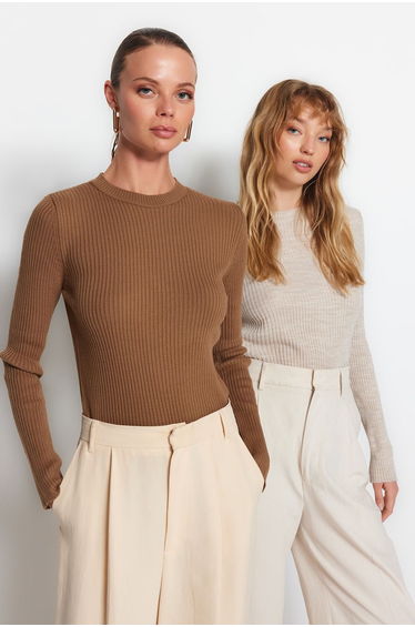 Brown-2PACK Double Pack Knitwear Sweater