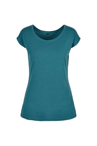 Womens/Ladies Wide Neck T-Shirt - Teal