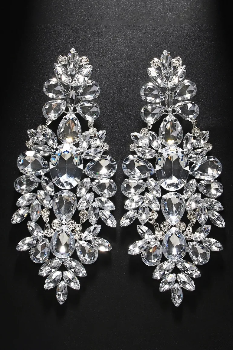 Oversize Crystal Drop Earrings - 4