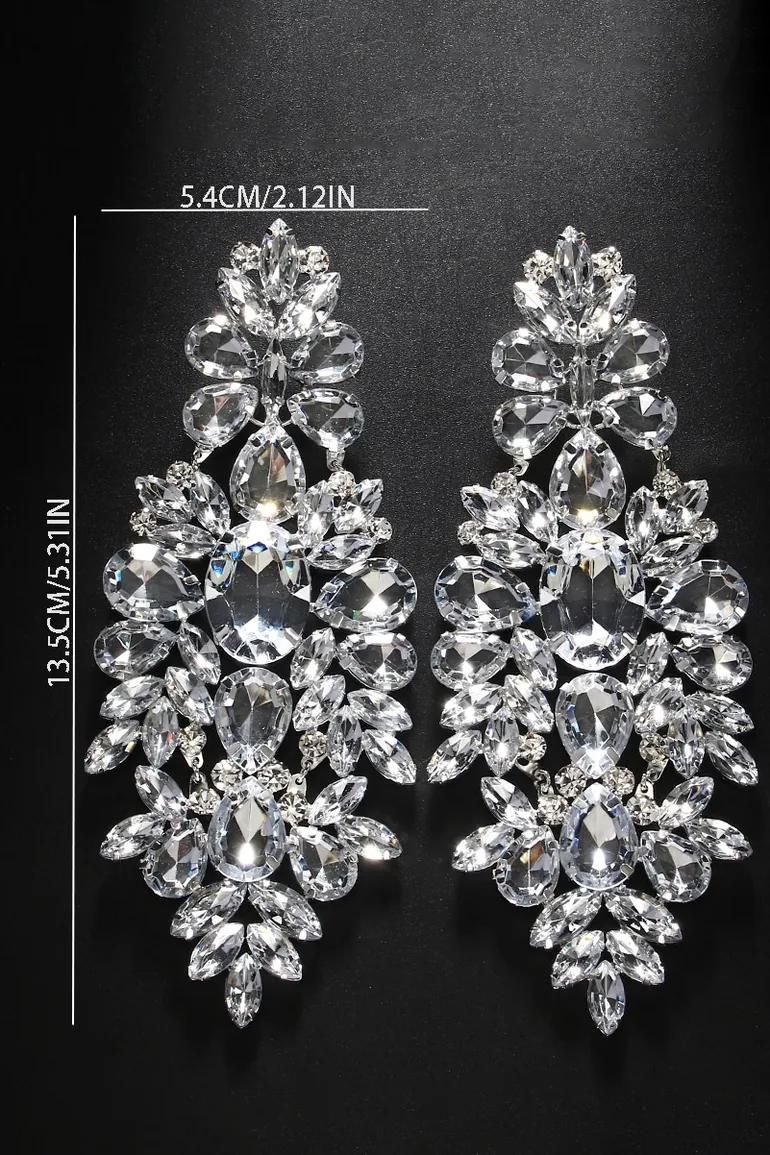 Oversize Crystal Drop Earrings - 3