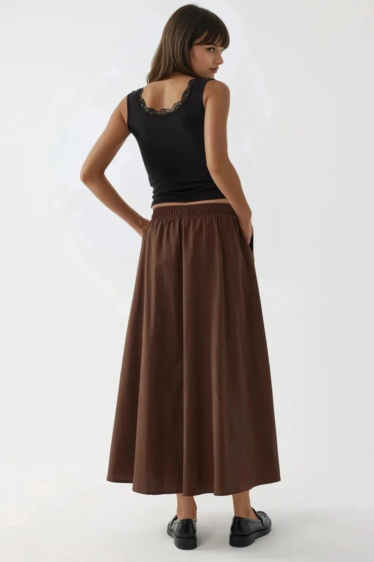 BUSEM Elastic Waist Skirt with Pockets - 2