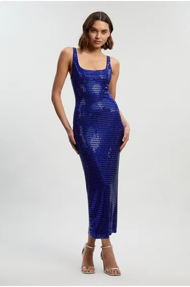 Premium Crystal Embellished Midi Dress