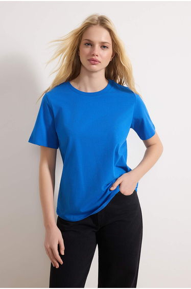 Cobalt 100% Cotton Basic Crew Neck Knitted T-Shirt