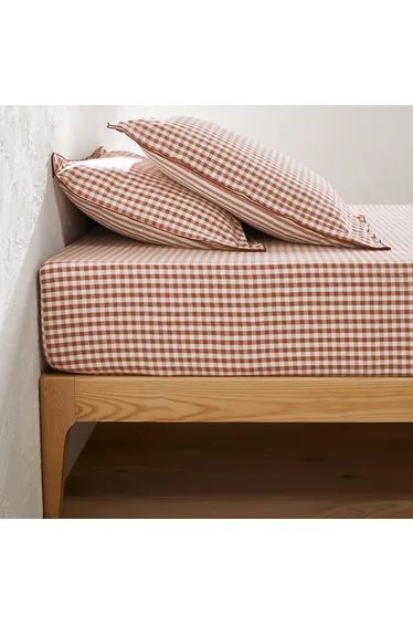 شرشف سرير قطن كاروهات بحواف مطاطية