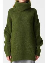 DILVIN Oversized Ribbed Turtleneck Sweater - 3