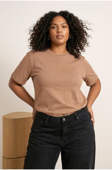 Brown Stone Knitted Oversized Tshirt