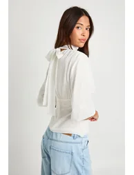 Chiffon Angel Sleeve Blouse - ivory - 2