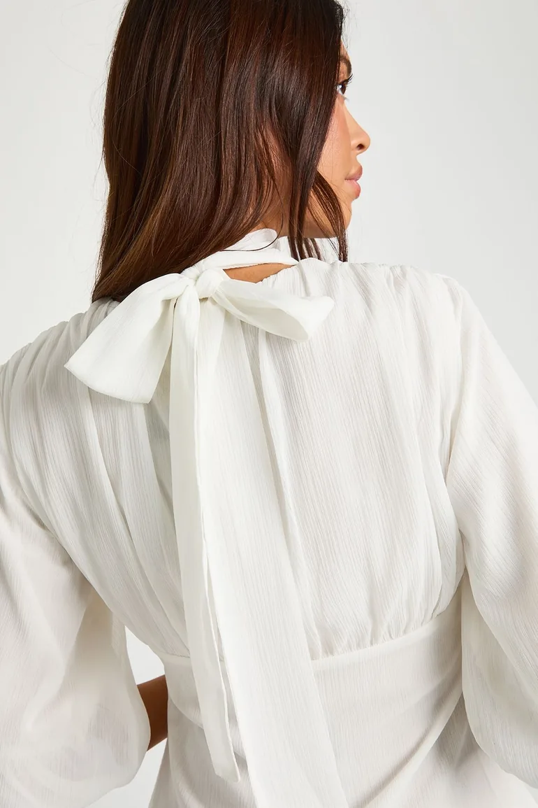 Chiffon Angel Sleeve Blouse - ivory - 3