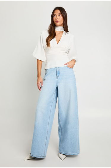 Chiffon Angel Sleeve Blouse - ivory
