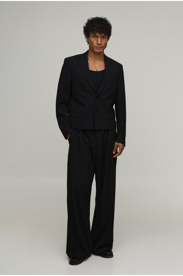 Tailored Pleat Front Wide Fit Suit Trousers - black