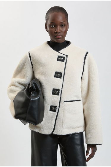 Petite Faux Fur Tipped Turnlock Coat