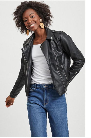 Short Zip-Up Jacket in Faux Leather