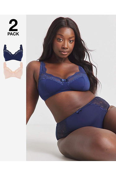 2 Pack Lottie Lace Navy/Blush Bras