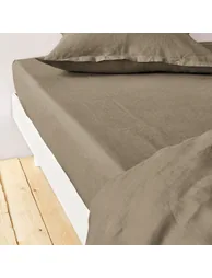 شرشف سرير كتان مغسول بحواف مطاطية - 1