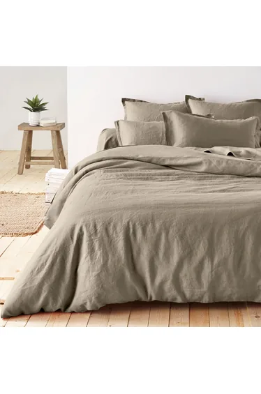 شرشف سرير كتان مغسول بحواف مطاطية