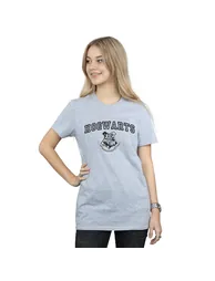 Harry Potter Womens/Ladies Hogwarts Crest Cotton Boyfriend T-Shirt - Sports Grey