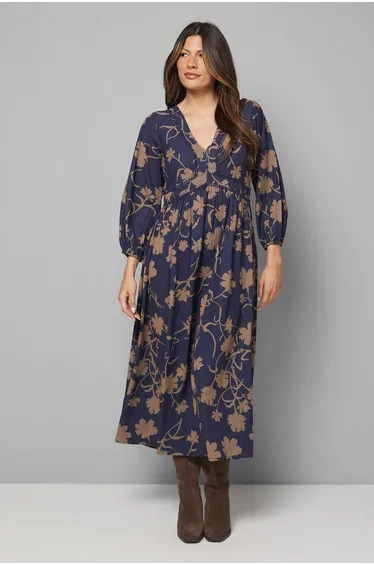 Floral Lace Insert Midi Dress