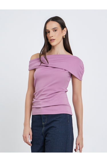Off Shoulder Plain Knit Top