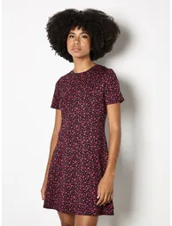 Petal Print Fit And Flare Jersey Mini Dress - 1