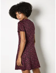 Petal Print Fit And Flare Jersey Mini Dress - 3