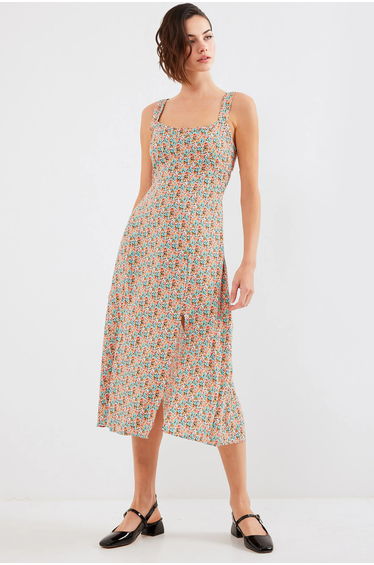 BDART Fitted Midi Dress with Square Collar and Slit