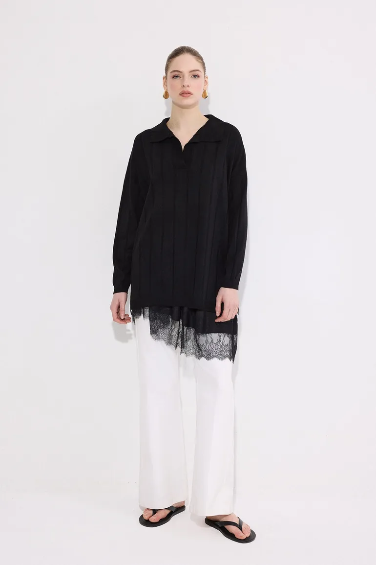 STROPED OVERSIZE KNIT TUNIC - 2