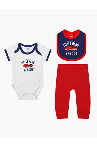 3-Piece Printed Bodysuit, Soft Knit Pants and Bib Set