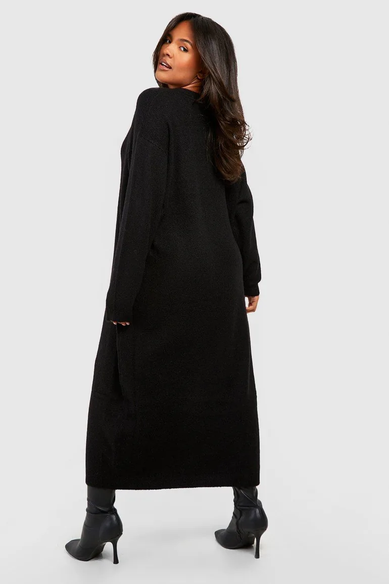 Shop Plus Slouchy Soft Knit Maxi Knitted Dress - black Online in Oman